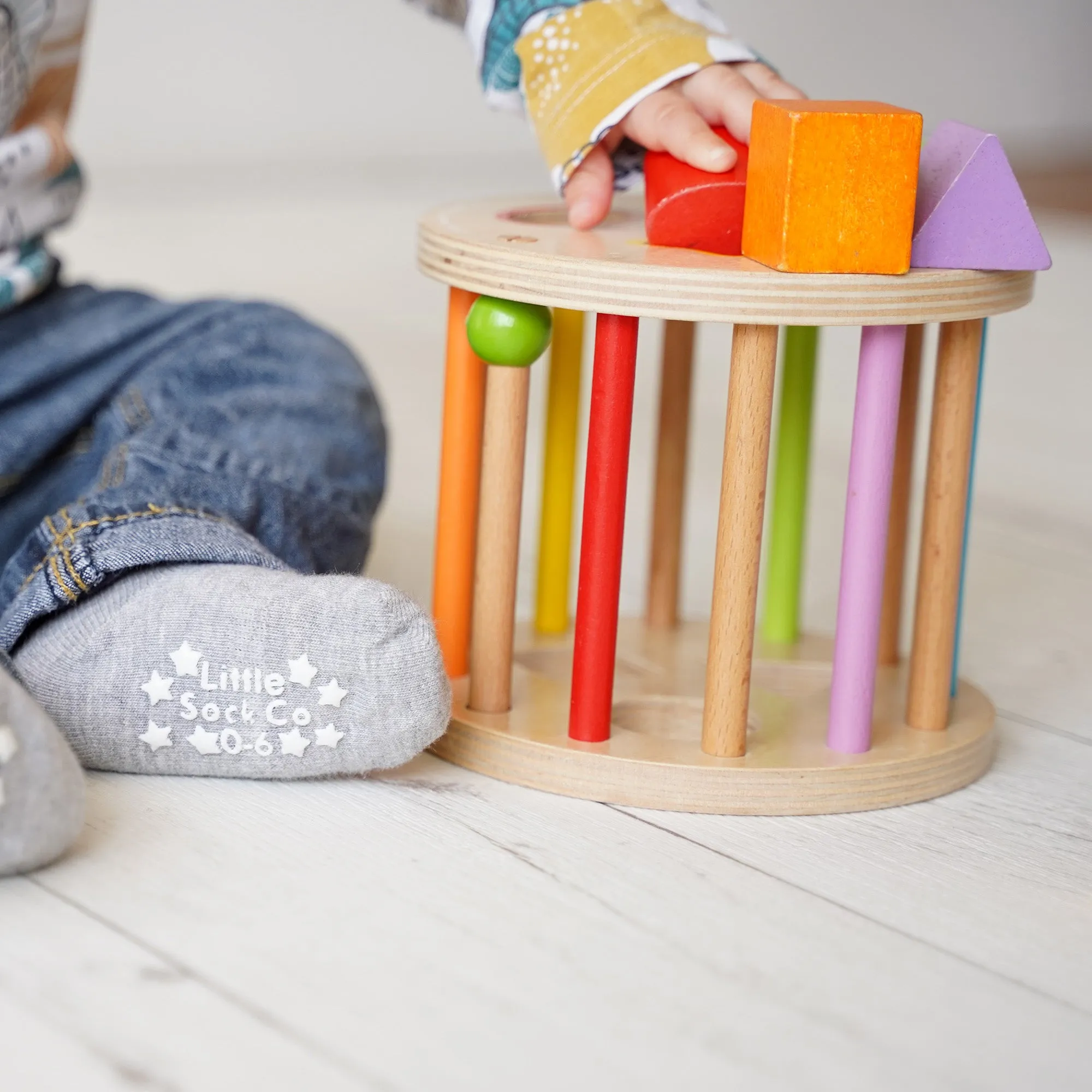 Non-Slip Stay On Baby and Toddler Socks - 7 Pack in Grey Marl, Oat and White