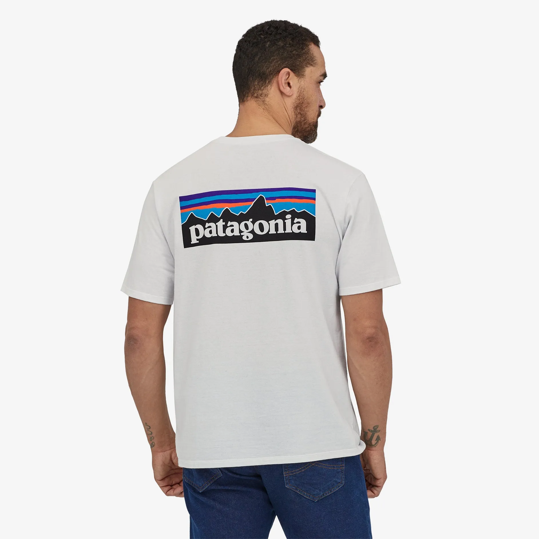 PATAGONIA MENS P-6 LOGO RESPONSIBILI-TEE - WHITE