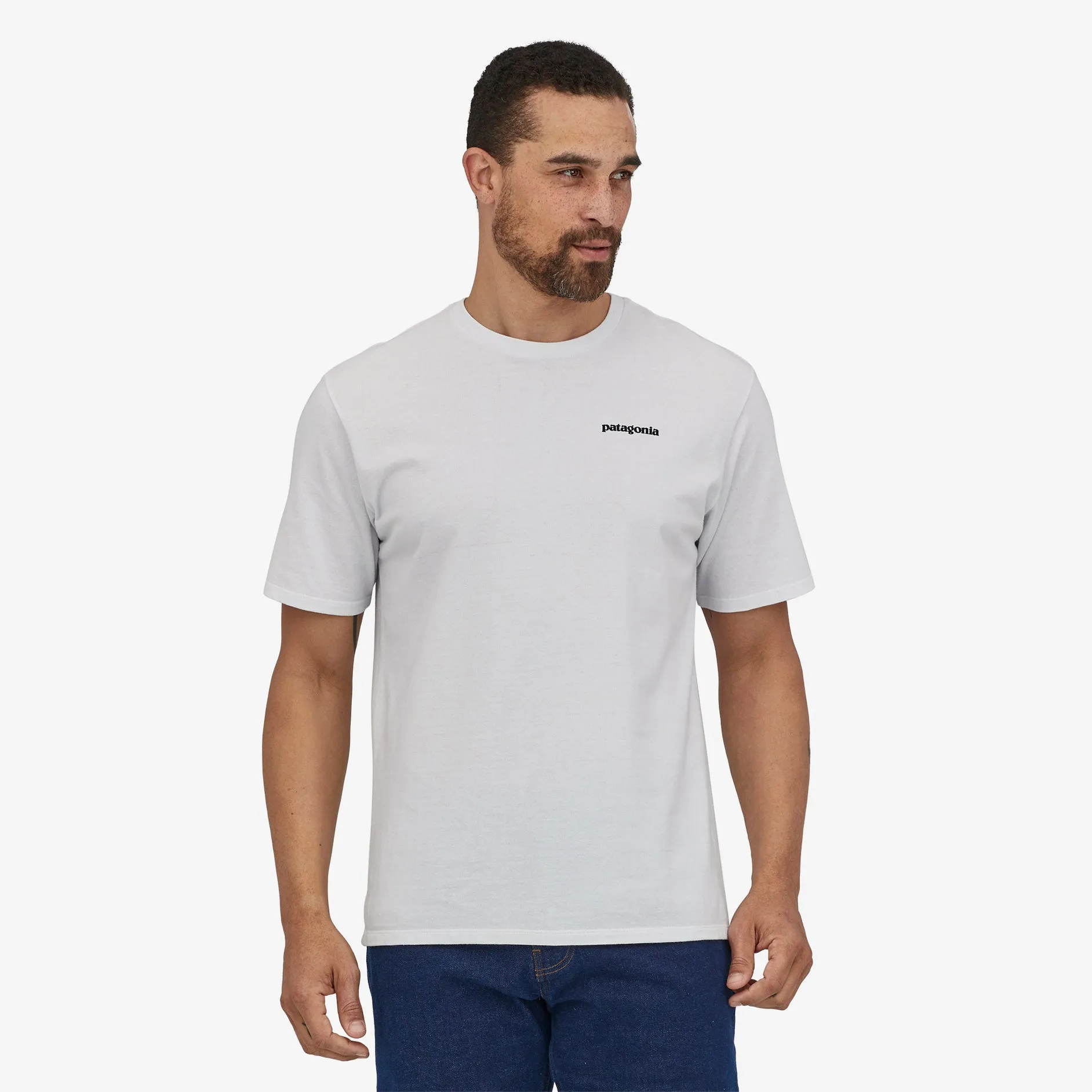 PATAGONIA MENS P-6 LOGO RESPONSIBILI-TEE - WHITE