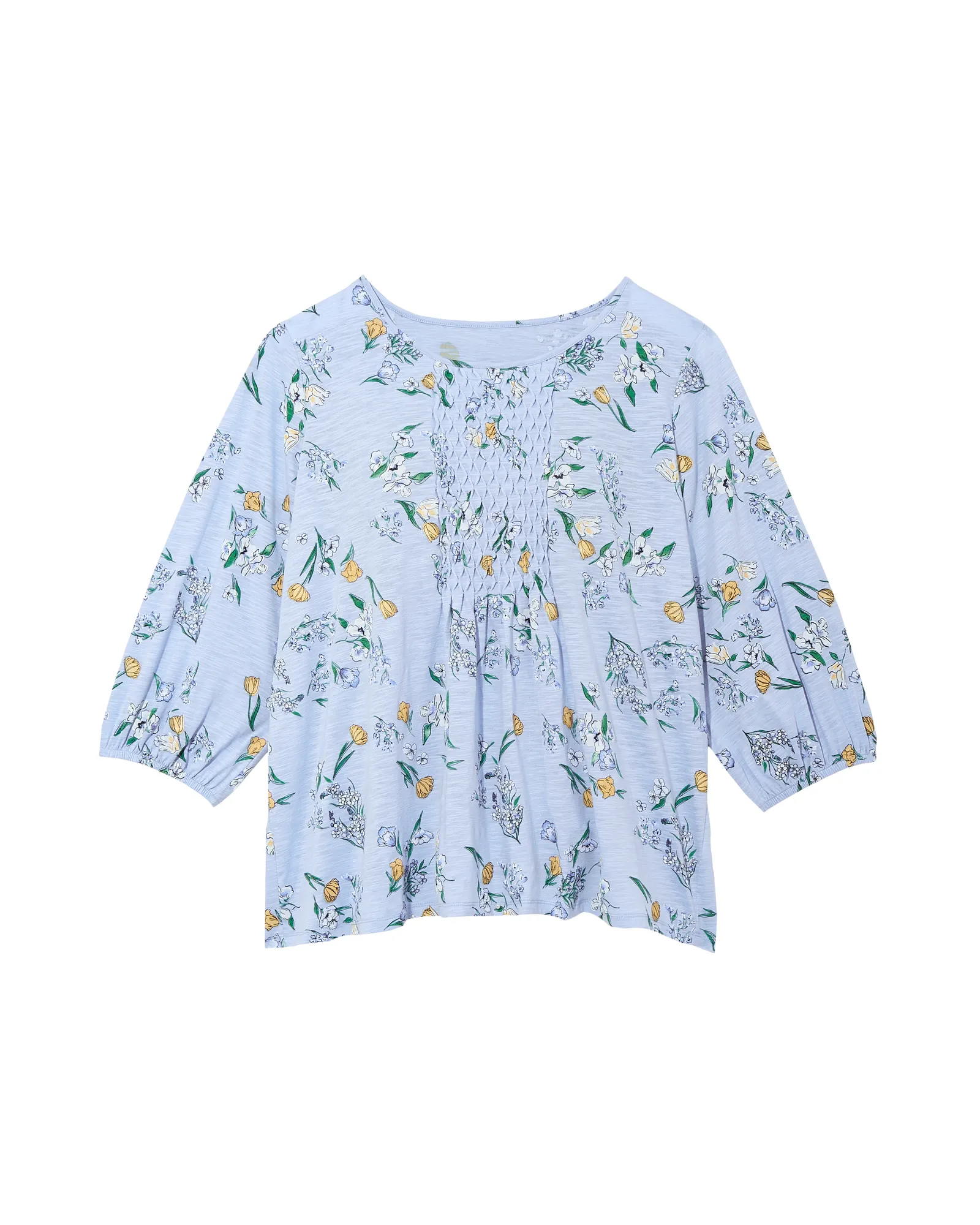 Patty Smocked Detail Top | Light Blue / Yellow