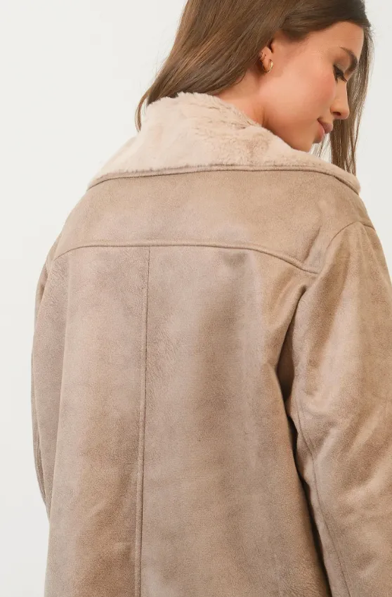 Presley Contrast Fur Suede Jacket