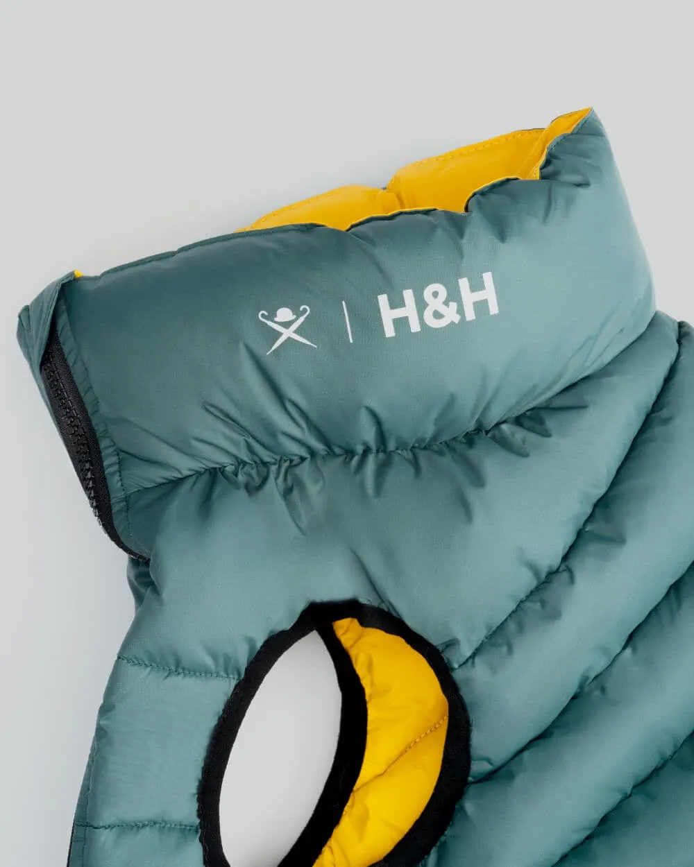 Reversible Dog Puffer Jacket - Forest Green & Gold