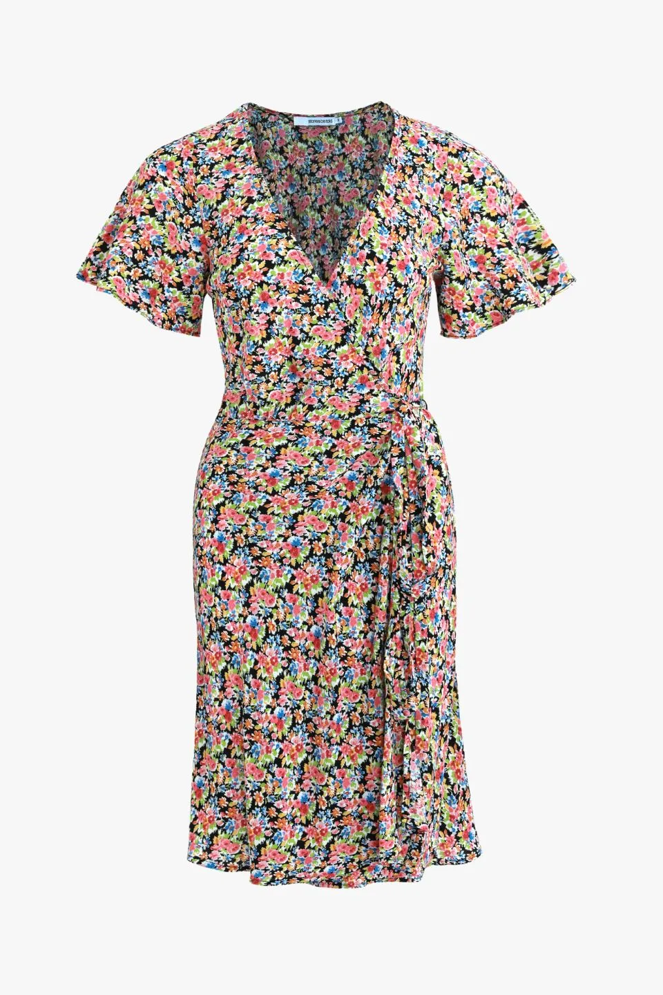 Royals Black Garden SS Wrap Mini Dress