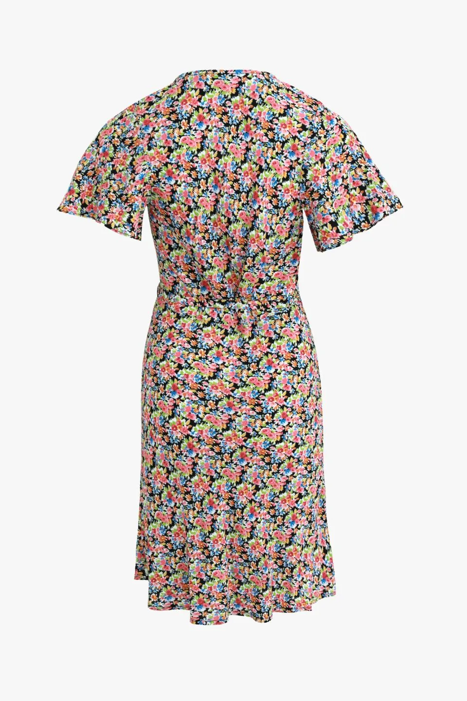 Royals Black Garden SS Wrap Mini Dress