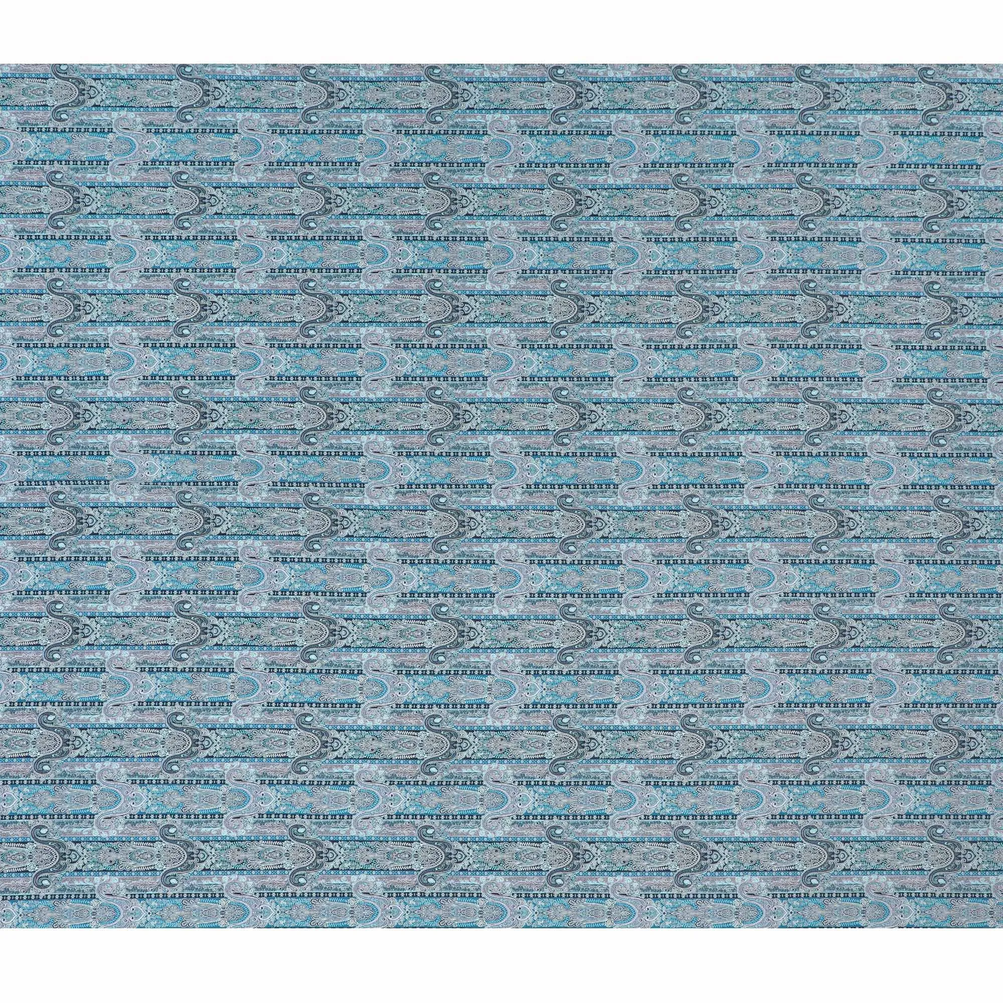 Serene Seas Paisley Viscose Crepe Fabric - 110cm Wide - Tranquil Tones for Timeless Fashion - Buy Online-D18234