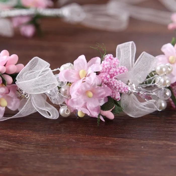 Spring Bridal Hair Wreath - Pearl and Flower Halo - Floral Crown
