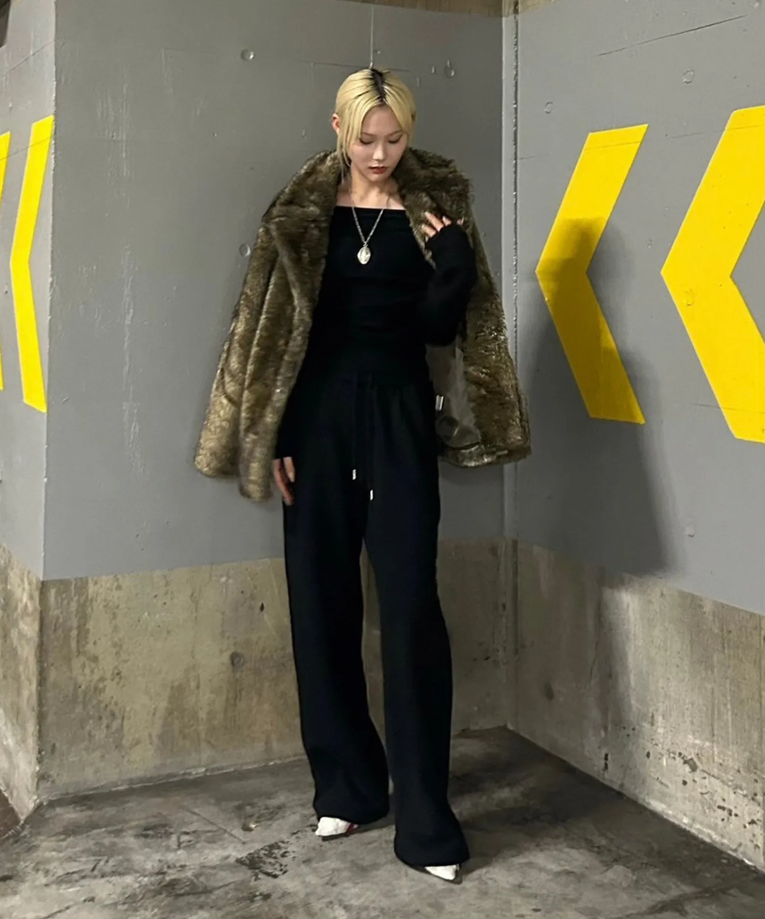 Stand collar volume fur coat