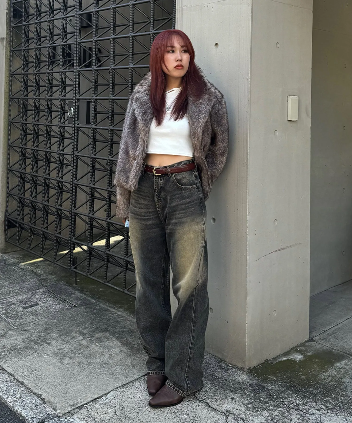 Stand collar volume fur coat