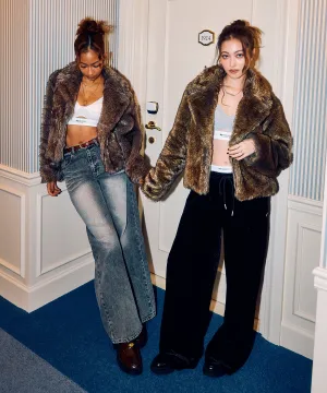Stand collar volume fur coat