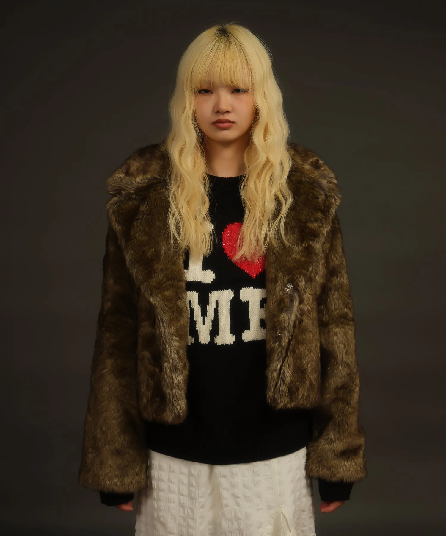 Stand collar volume fur coat
