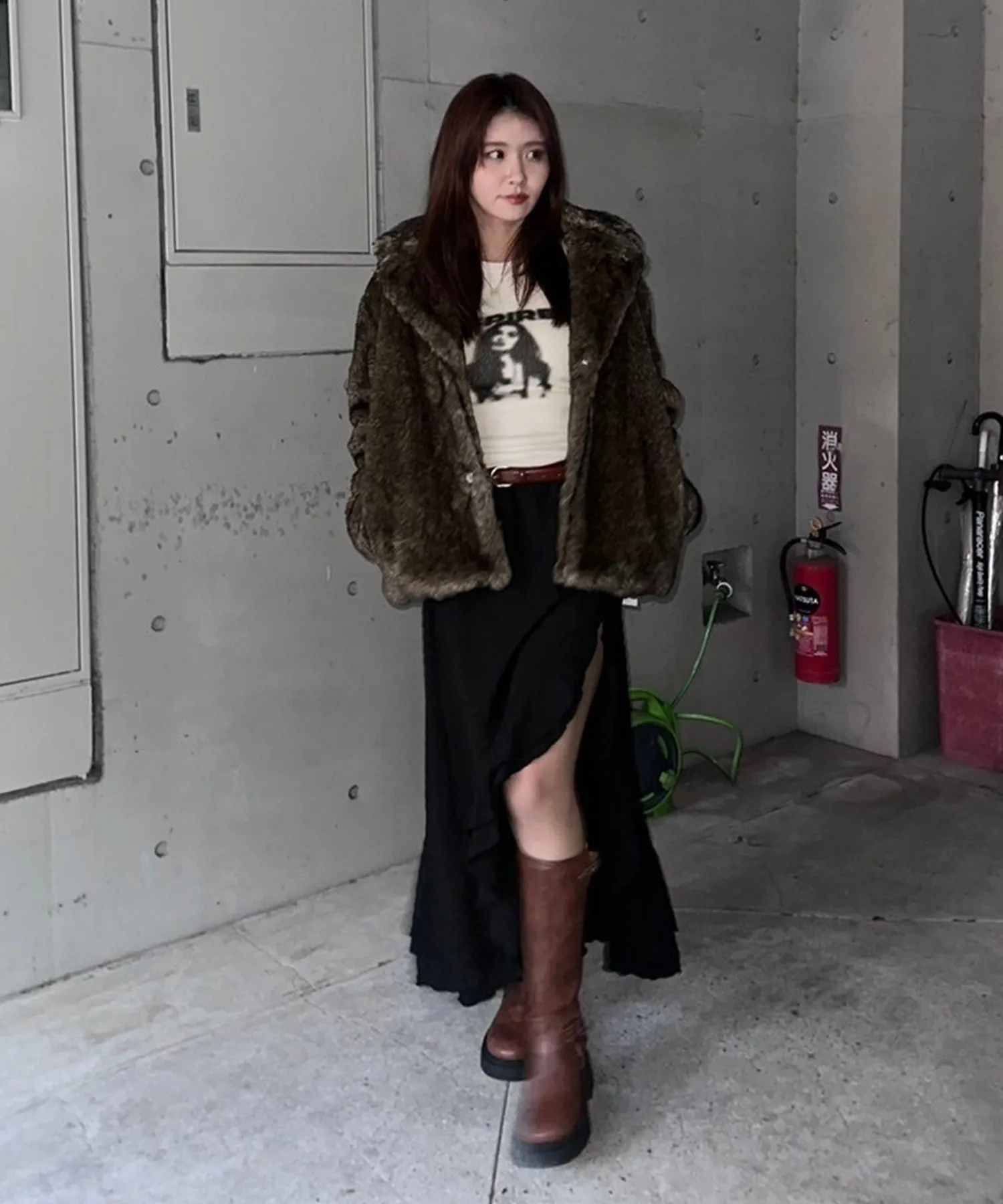 Stand collar volume fur coat