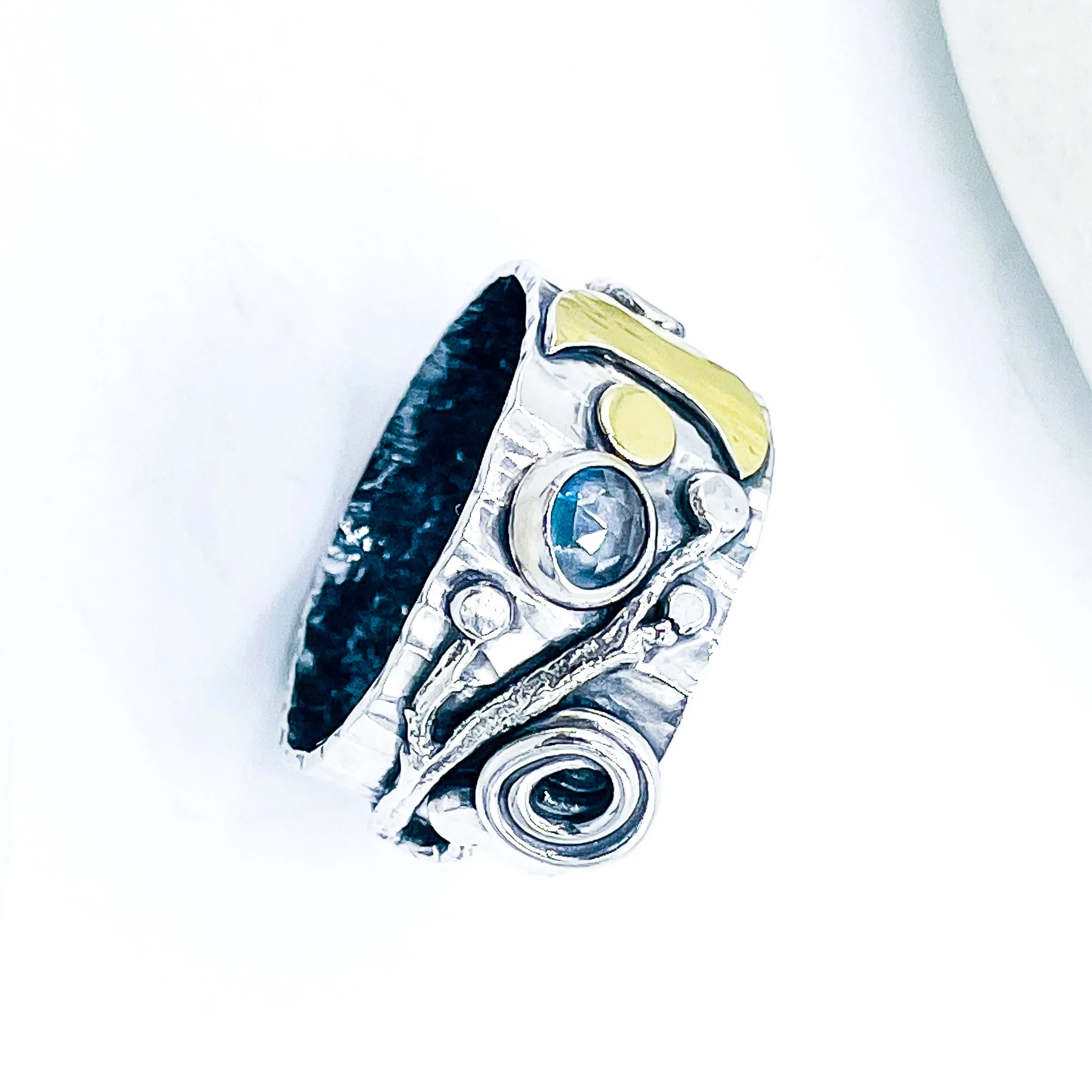 Sterling Silver Celestial Branch Ring - Wide Band Ring Size 8