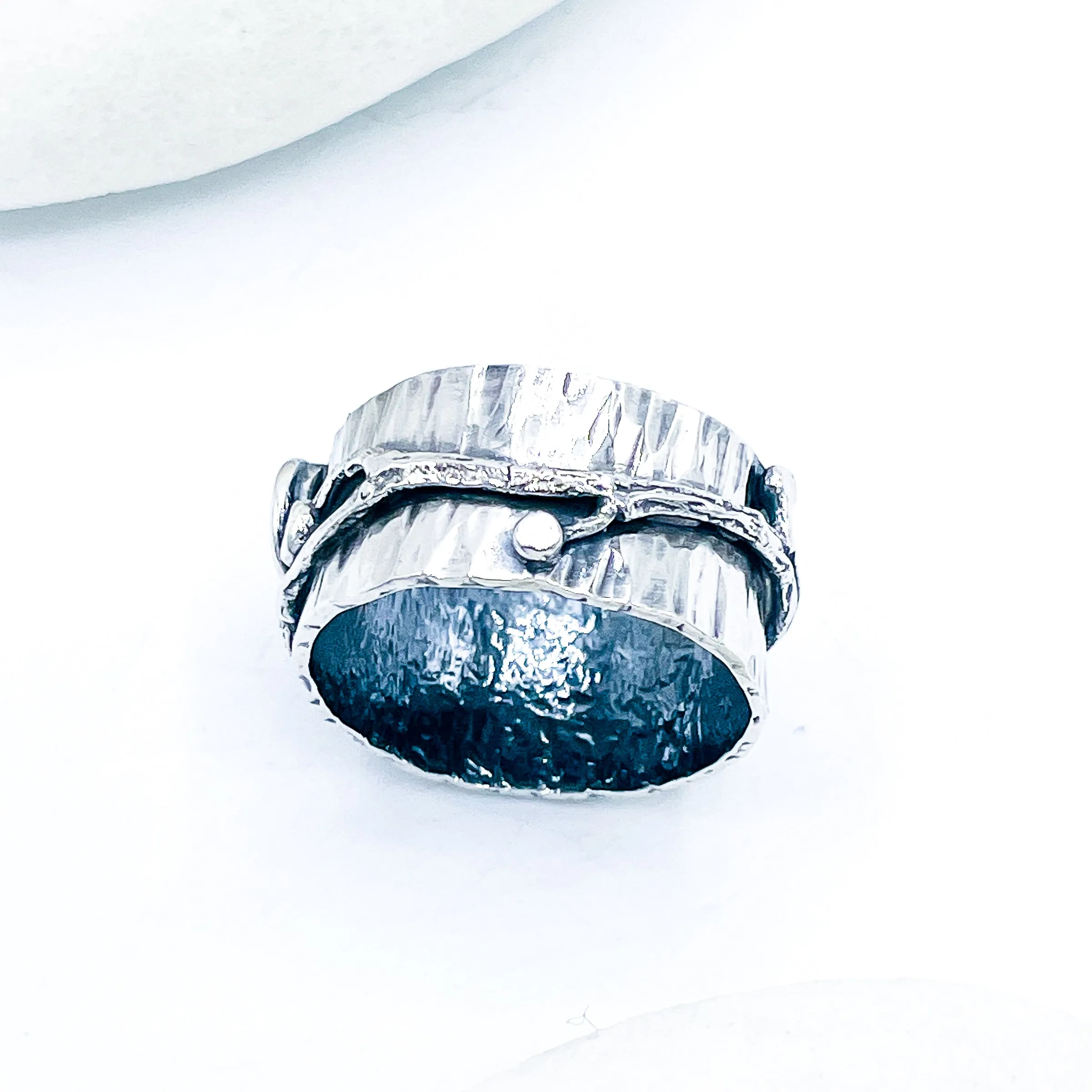 Sterling Silver Celestial Branch Ring - Wide Band Ring Size 8
