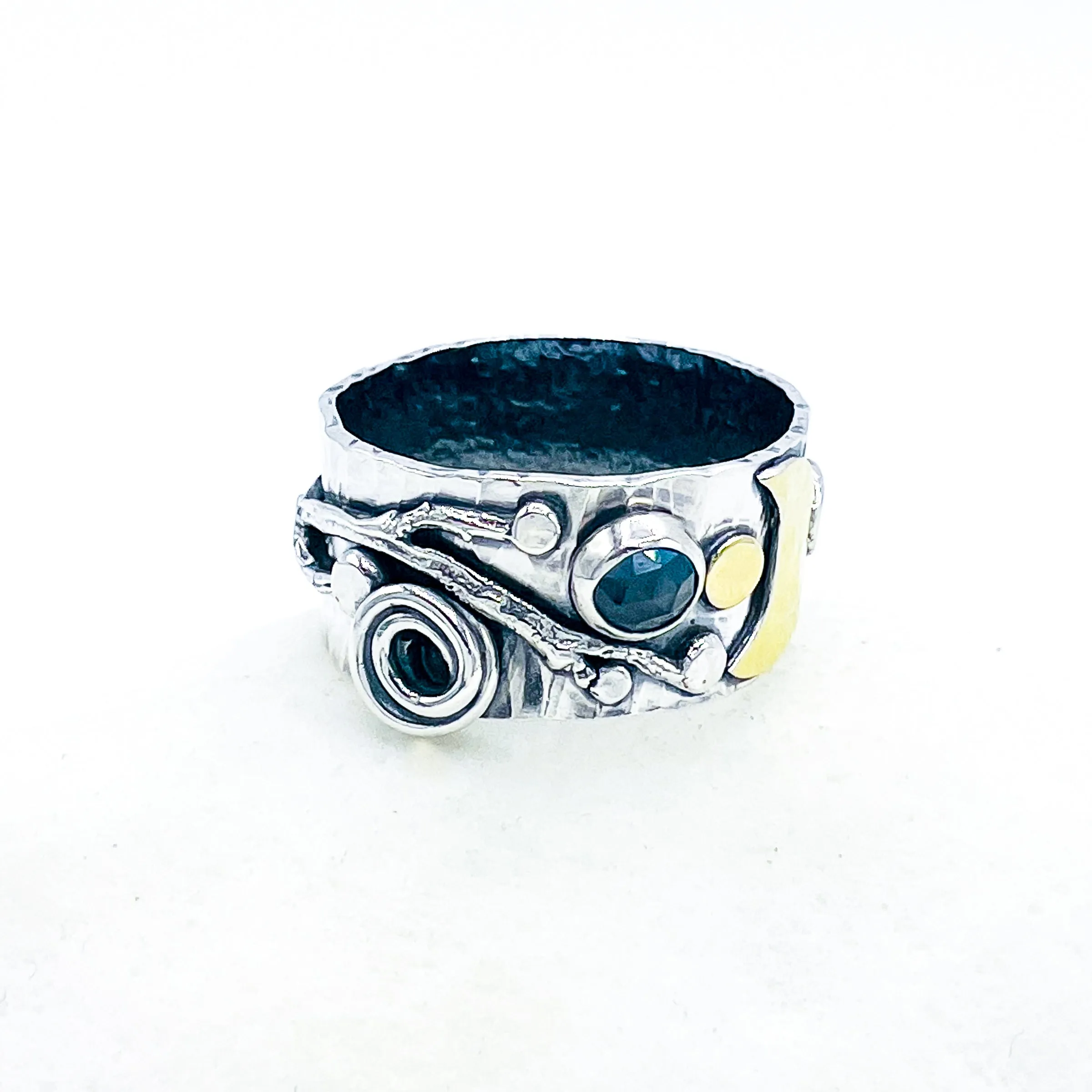 Sterling Silver Celestial Branch Ring - Wide Band Ring Size 8