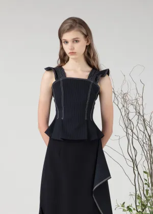 Striped top with ruffles
