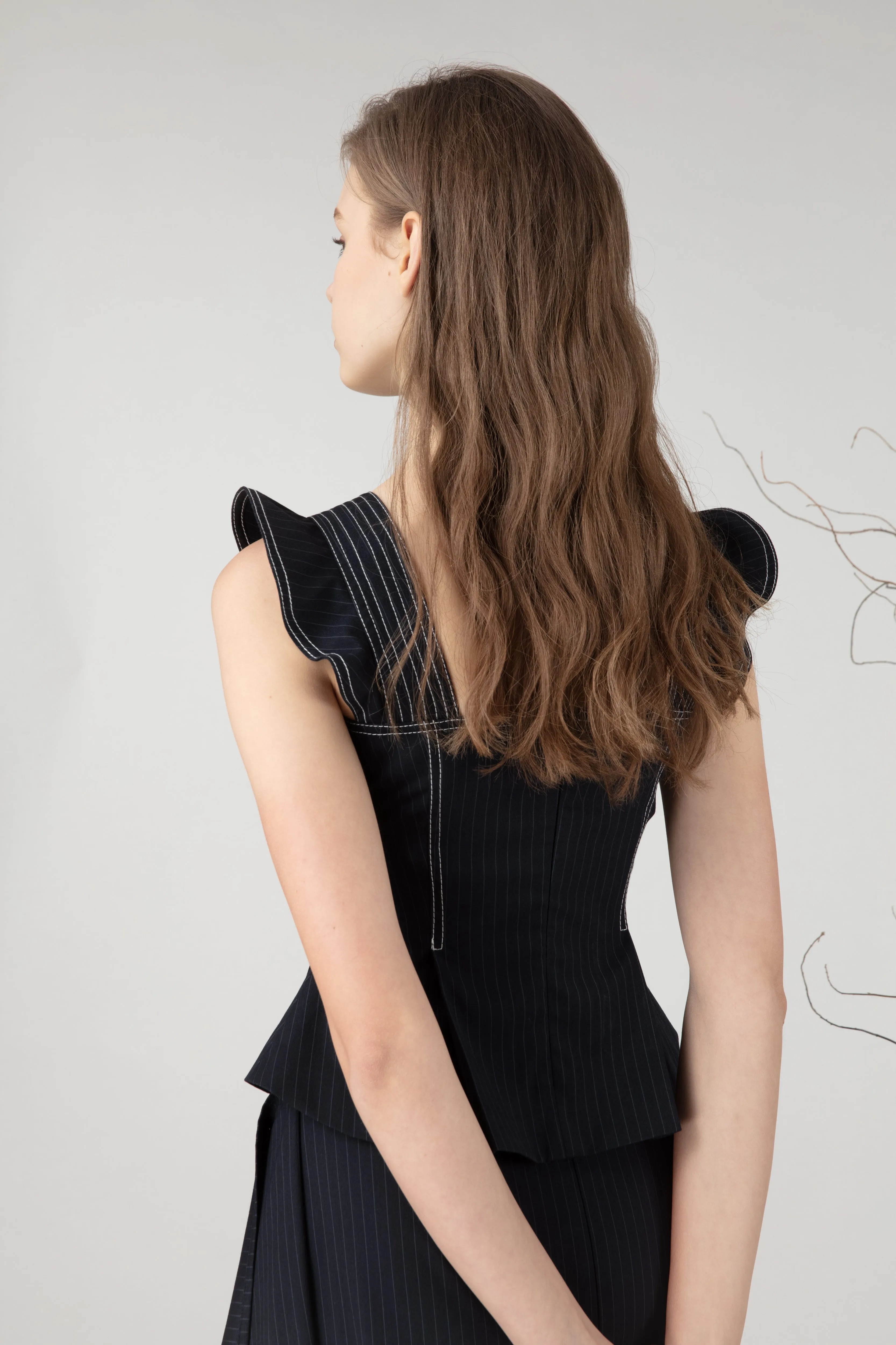 Striped top with ruffles