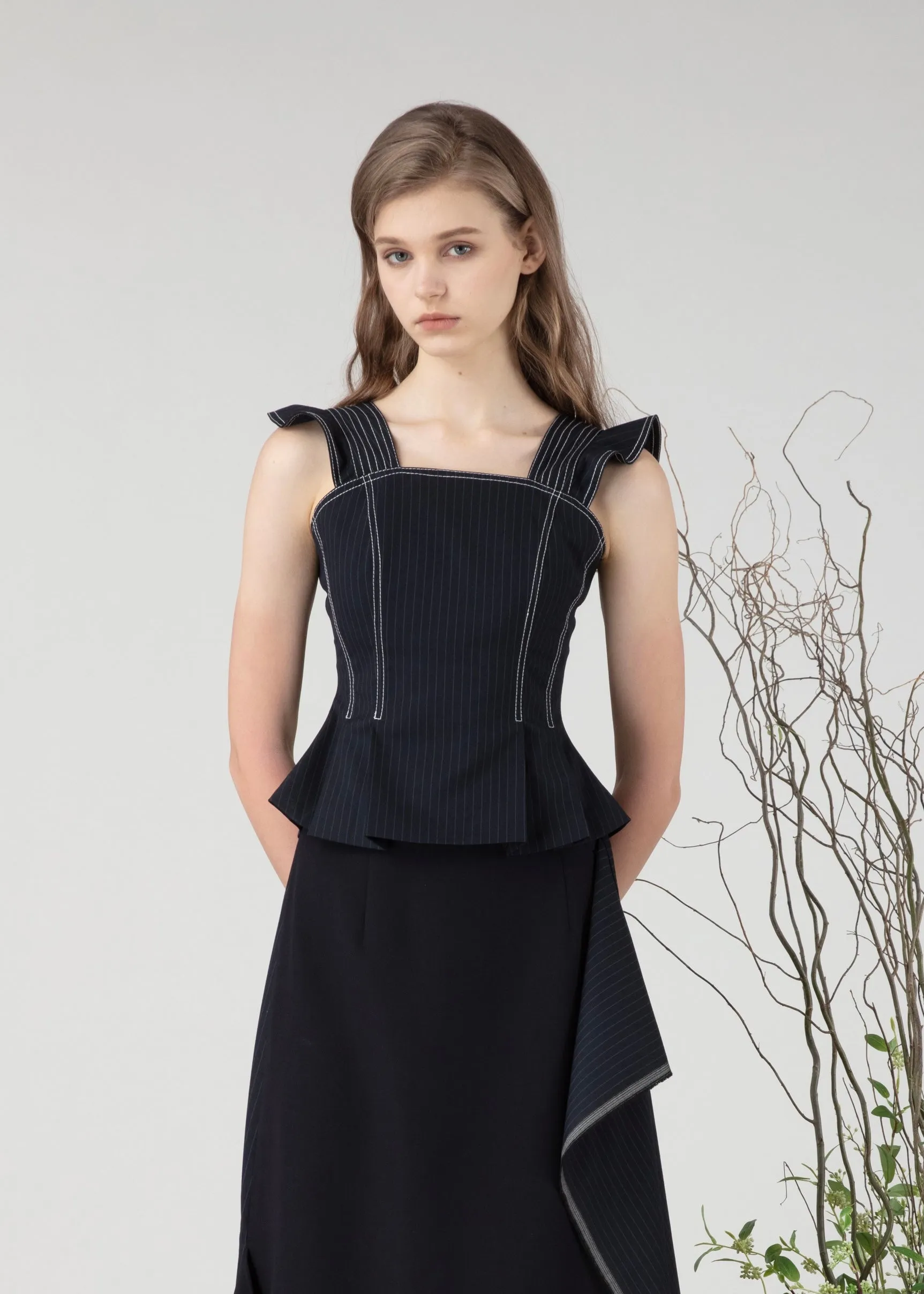 Striped top with ruffles