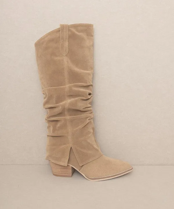 Stylish Edgy Fold Over Slit Jean Fashion Shoes Boots