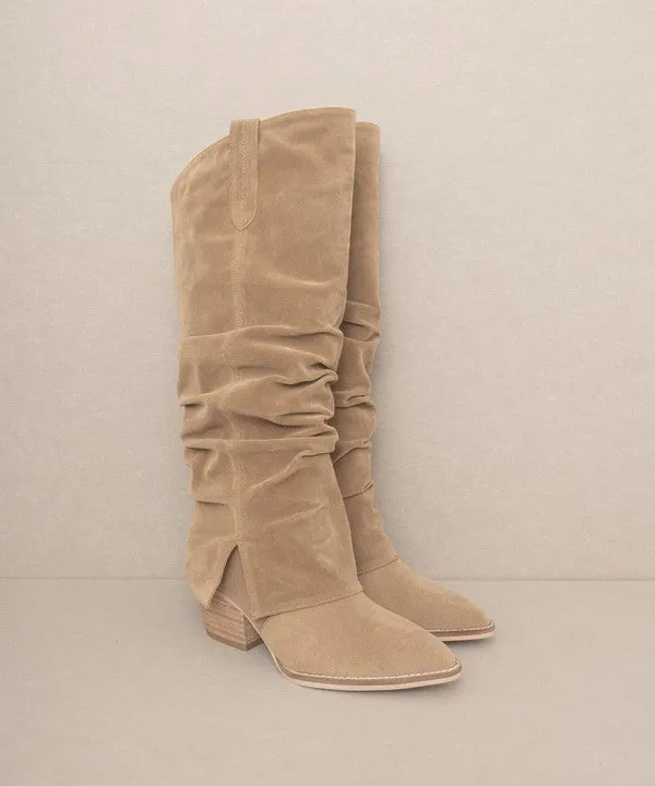 Stylish Edgy Fold Over Slit Jean Fashion Shoes Boots