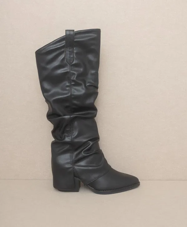 Stylish Edgy Fold Over Slit Jean Fashion Shoes Boots