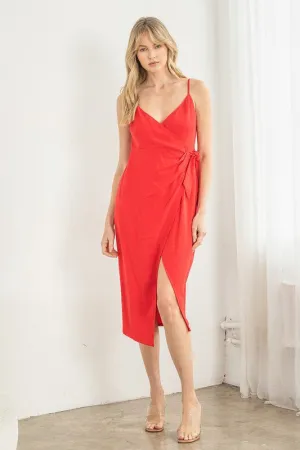 Textured Solid Wrap Dress