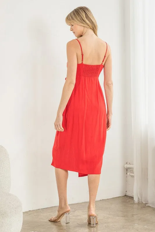 Textured Solid Wrap Dress