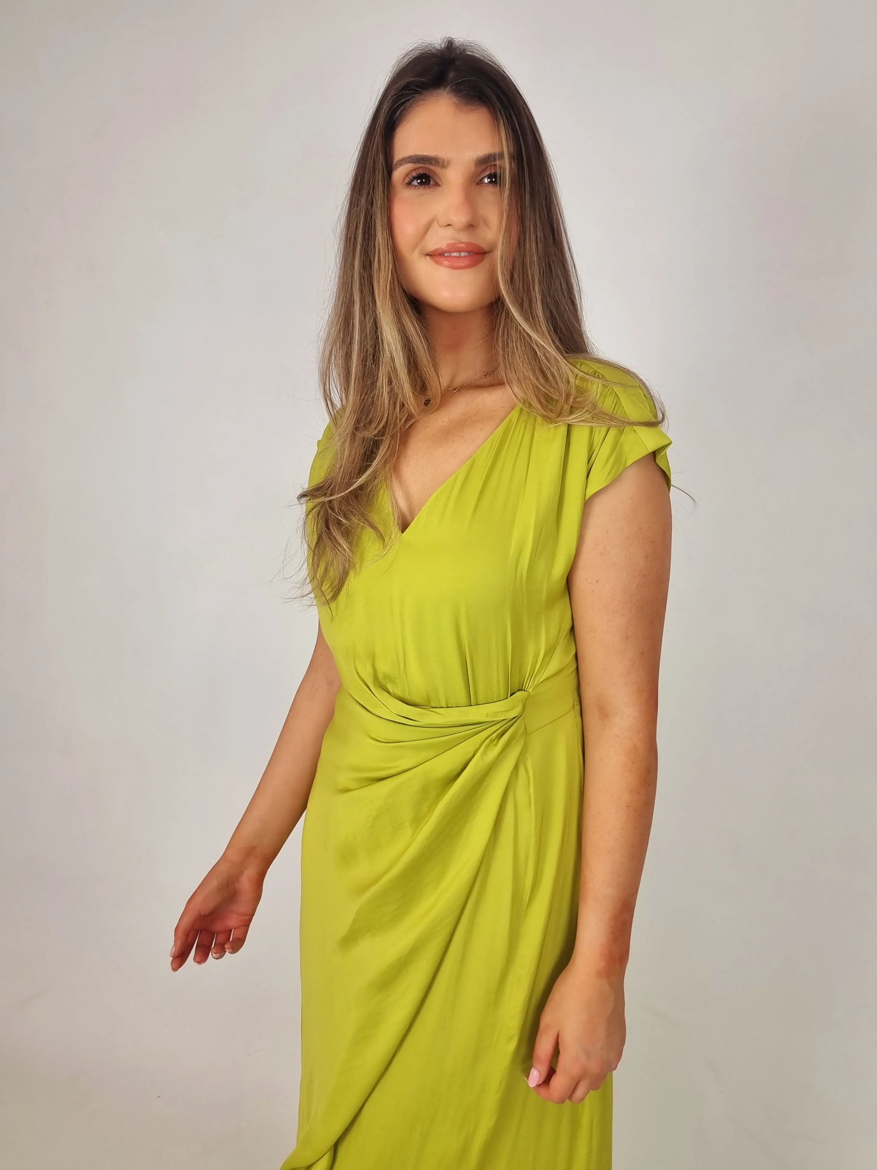 Van-Dos Green V Neck Dress