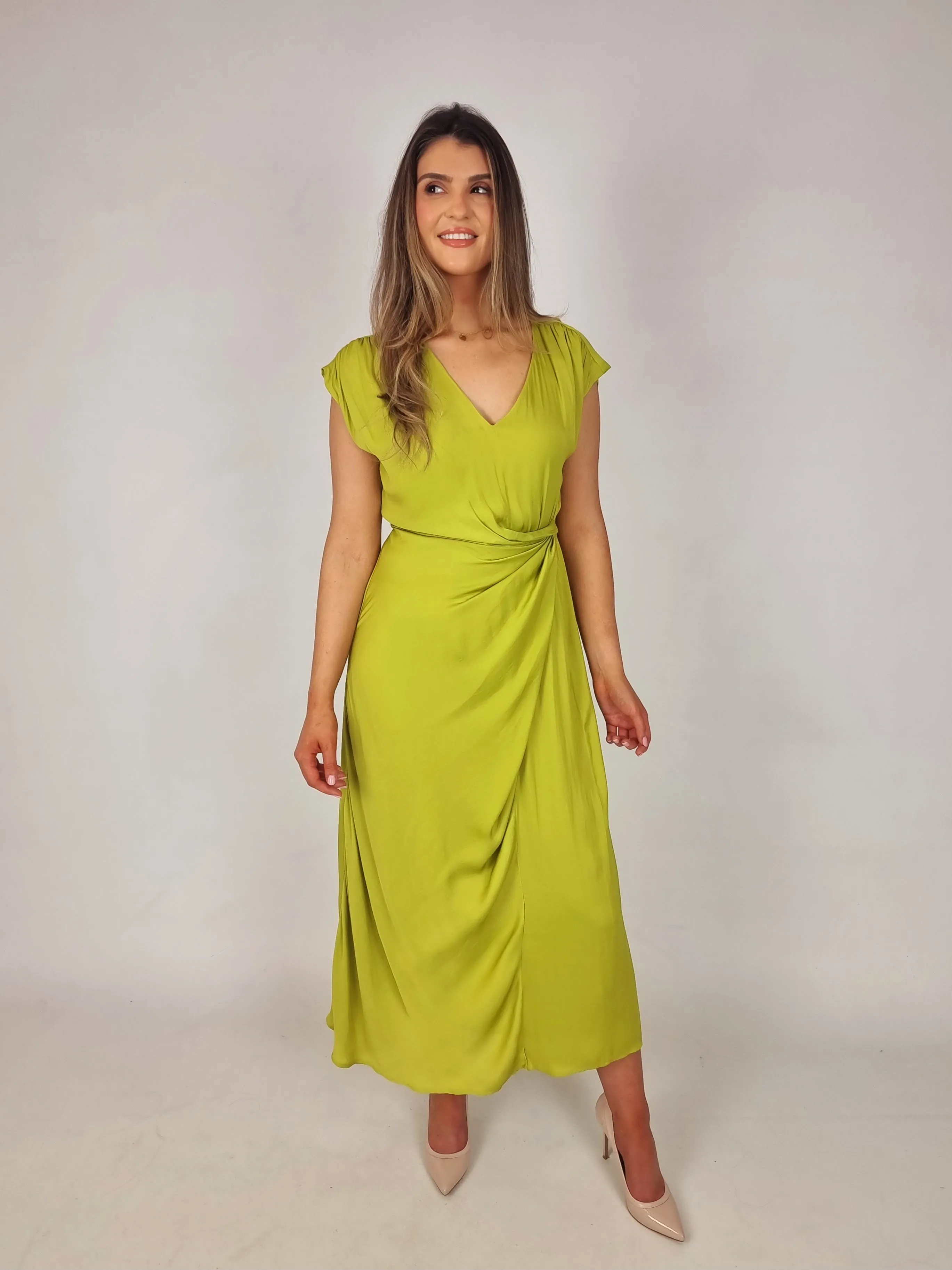 Van-Dos Green V Neck Dress