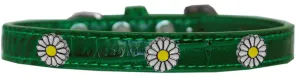 White Daisy Widget Croc Dog Collar Emerald Green Size 20