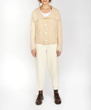 Willow Cropped Aran Cardigan Oatmeal Marl