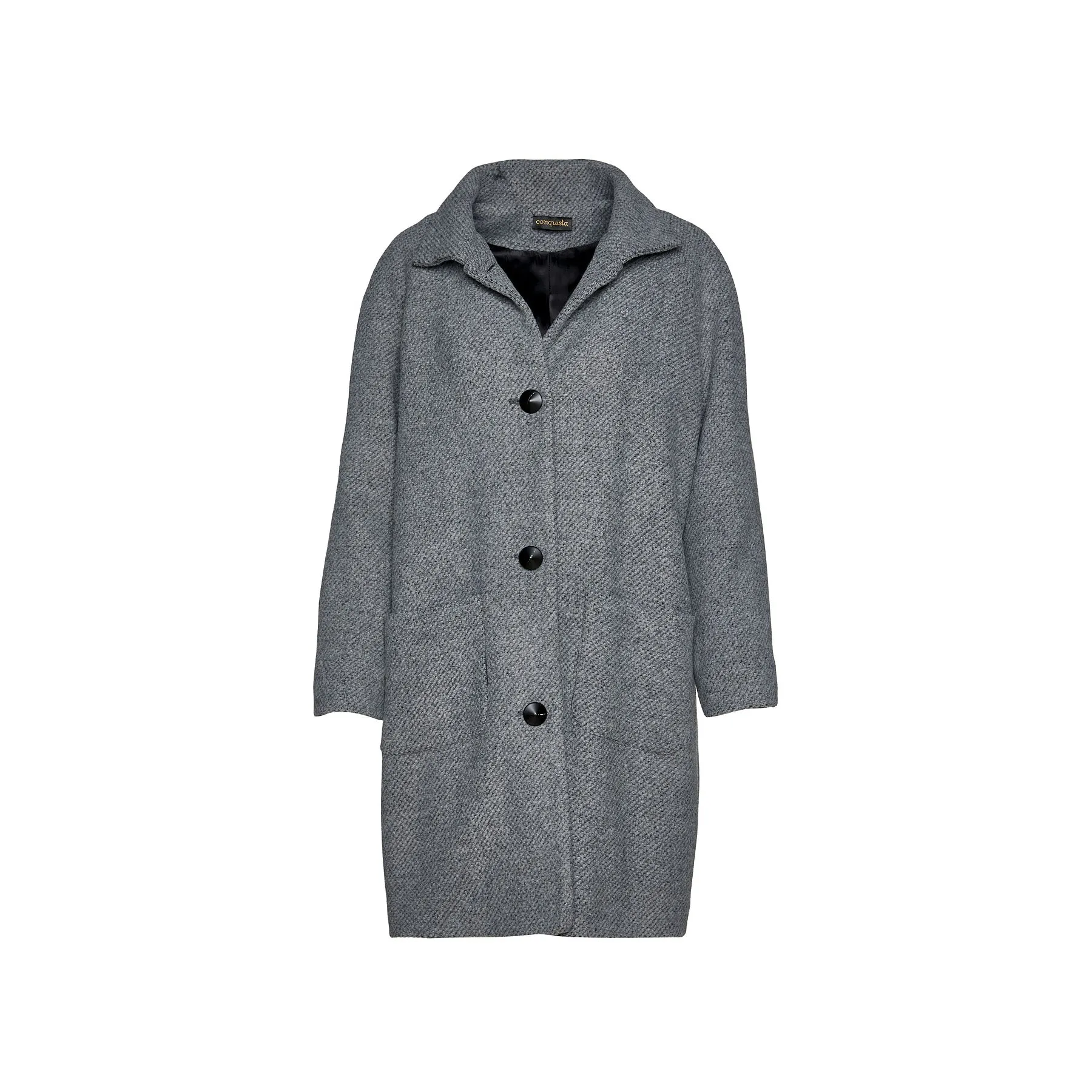 Wool Blend Grey Coat By Conquista Fashion