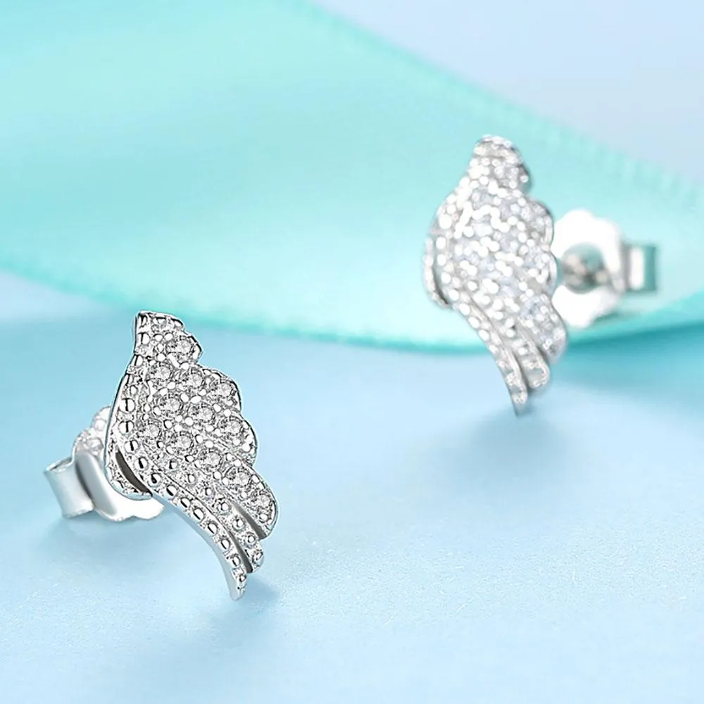 YE3130 925 Sterling Silver Silver Wing Stud Earrings