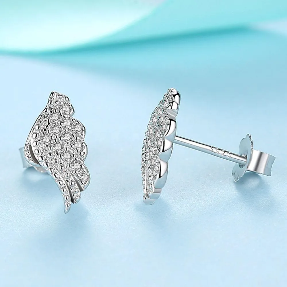 YE3130 925 Sterling Silver Silver Wing Stud Earrings