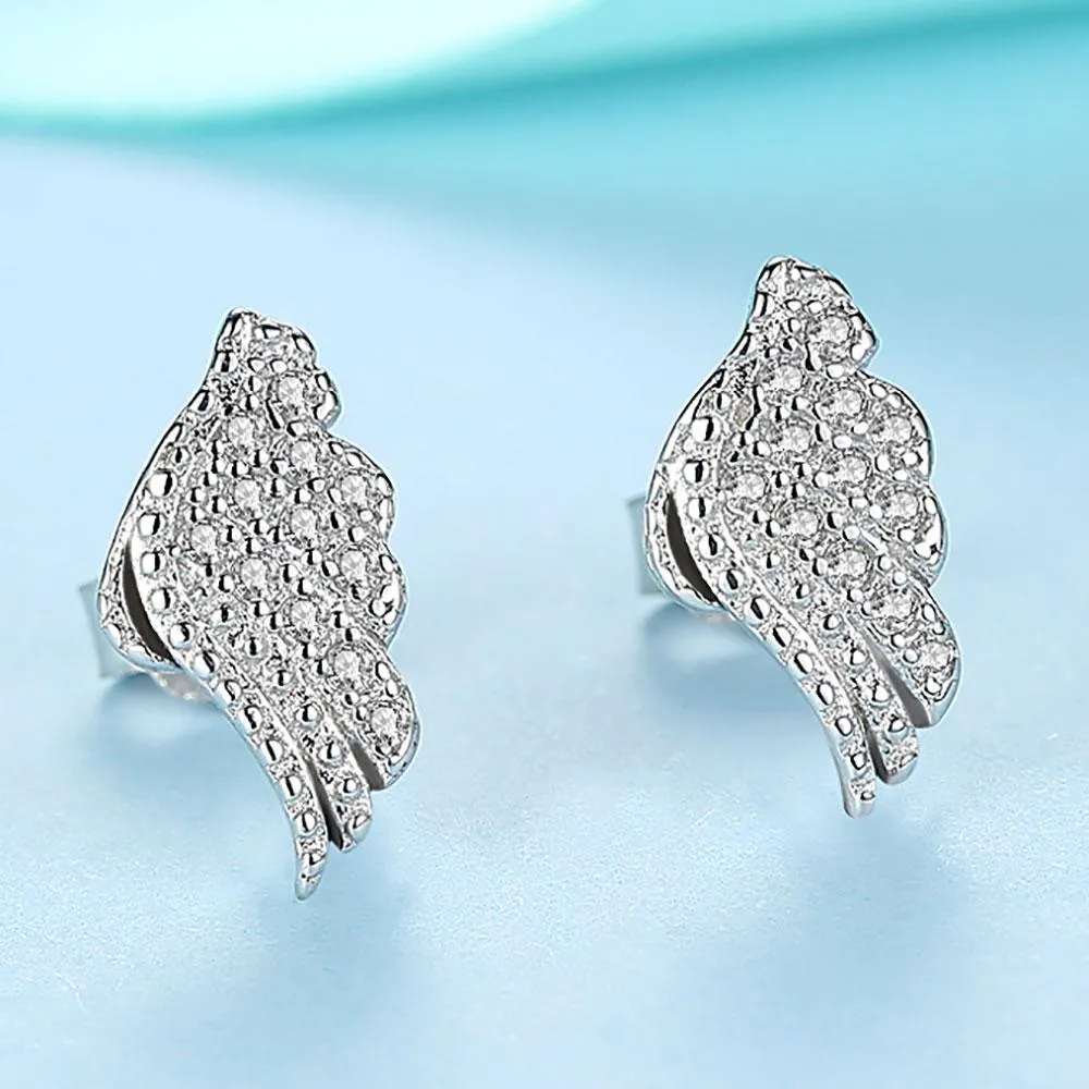 YE3130 925 Sterling Silver Silver Wing Stud Earrings