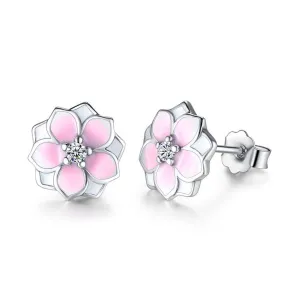 YE3133 925 Sterling Silver Magnolia Bloom Stud Earrings