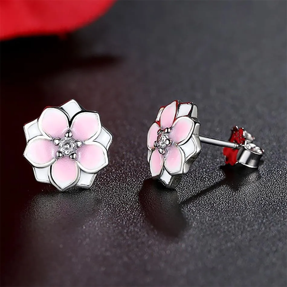 YE3133 925 Sterling Silver Magnolia Bloom Stud Earrings