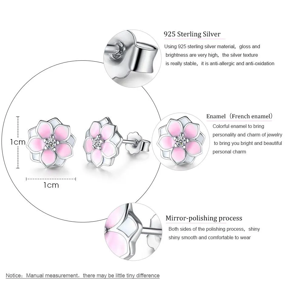YE3133 925 Sterling Silver Magnolia Bloom Stud Earrings