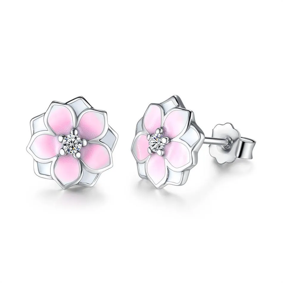 YE3133 925 Sterling Silver Magnolia Bloom Stud Earrings