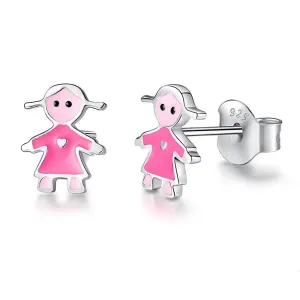 YE3181 925 Sterling Silver Girl Figure Stud Earrings